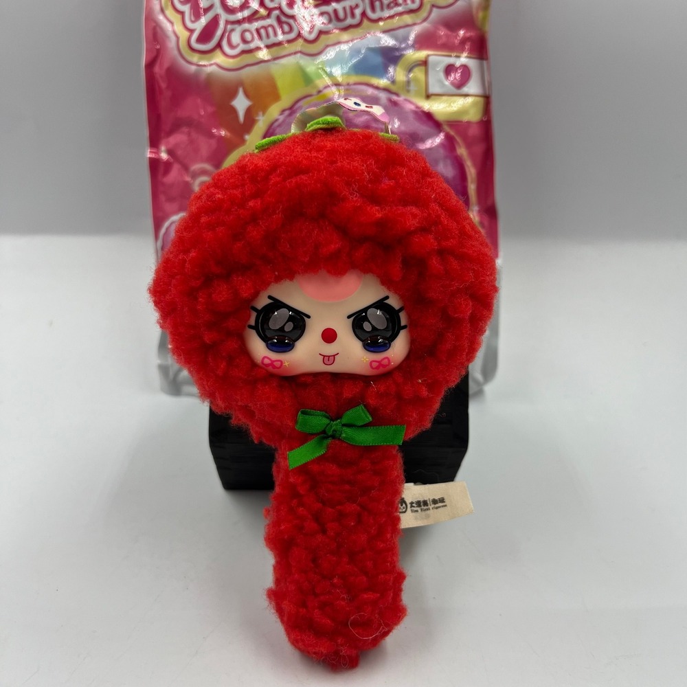 Baby Three Apple Vinyl Plush Hair Brush Comb Your Hair Blind Box Bag Charm Red